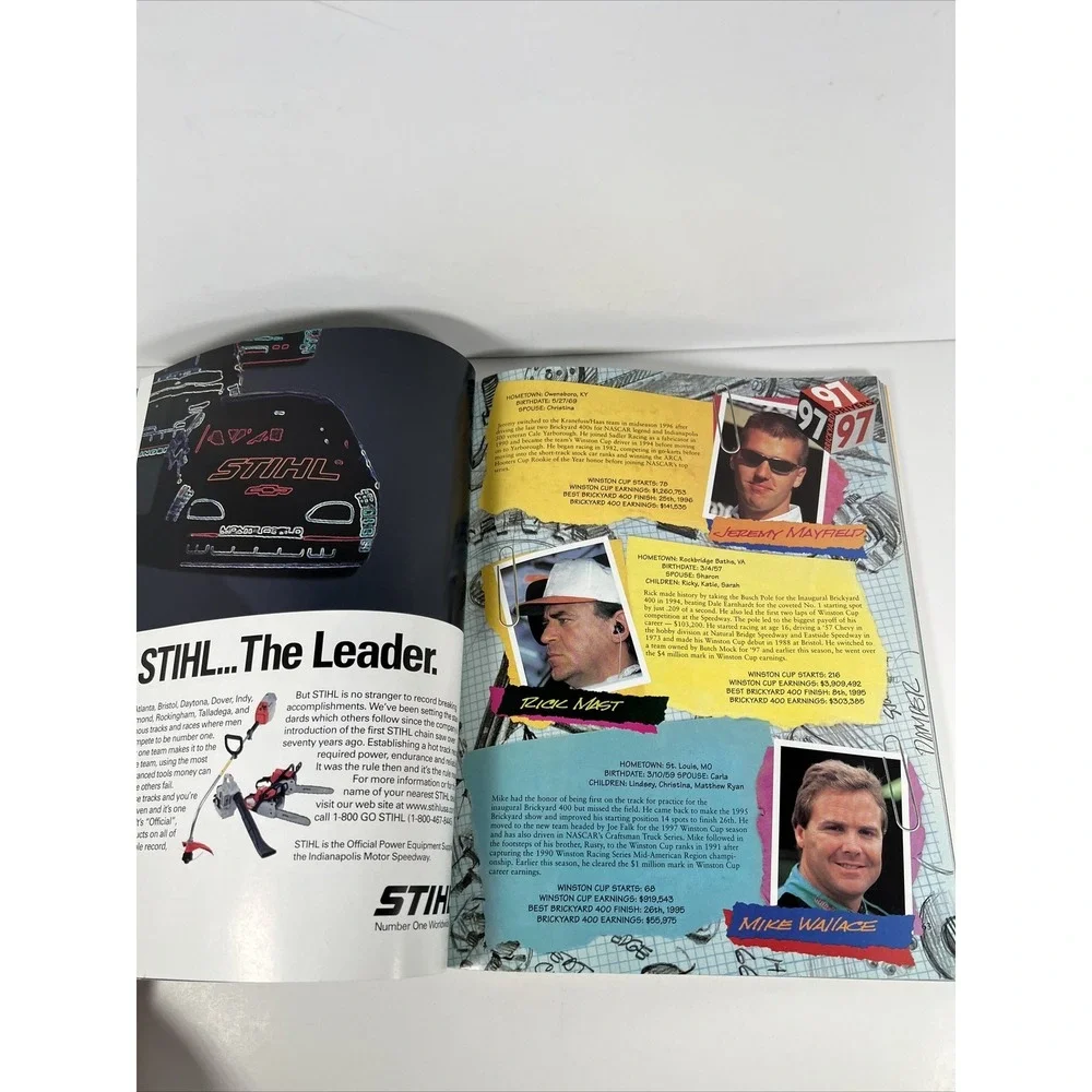 1997‎ NASCAR Brickyard 400 Official Program Dale Jarrett  Rusty Wallace Racing